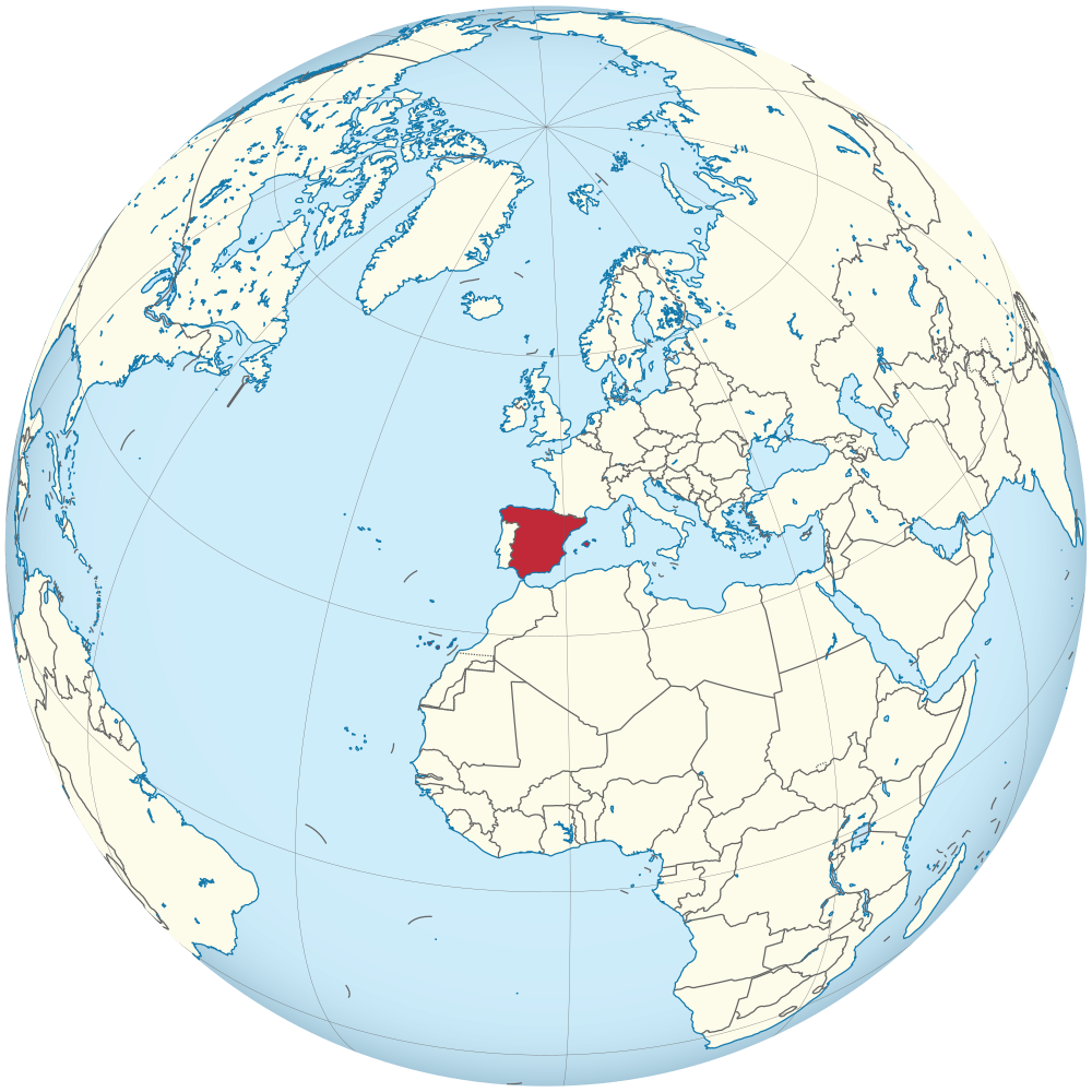 Mapa mundi con España resaltada